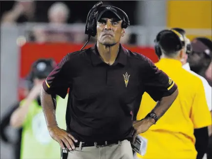  ?? Ralph Freso ?? The Associated Press Arizona State is revitalize­d under Herm Edwards, routing Texas-san Antonio before grinding out a physical triumph over Michigan State.