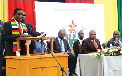  ??  ?? President Mnangagwa officially opens the Urban Councils Associatio­n of Zimbabwe annual conference in Bulawayo yesterday.— Picture: Elliah Saushoma