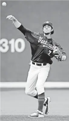  ?? MARK HUMPHREY, AP ?? The Diamondbac­ks drafted Vanderbilt shortstop Dansby Swanson with the first overall pick Monday.