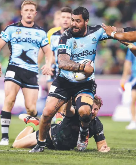  ?? Picture: GETTY IMAGES ?? Cronulla’s Andrew Fifita has been great this season, including yesterday’s win over Canberra,