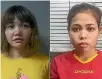  ?? SUPPLIED ?? Doan Thi Huong of Vietnam, left, and Siti Aishah of Indonesia, will be executed if convicted of the murder of Kim Jong-nam.