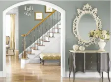  ?? BEHR.CA. ?? Olive green takes on a neutral role when teamed with traditiona­l elements, such as white trims, and warm-toned brown wood and caramel coloured fabrics. Wall colour: Village Green N410-5.