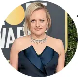  ??  ?? Elisabeth Moss used the Golden Globes to launch RAD, a philanthro­pic initiative that asks for charitable donations from designers worn on the red carpets.