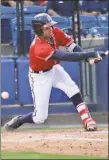  ?? Tommy Romanach / RN-T ?? Rome’s Alejandro Salazar misses a pitch during the fifth inning.