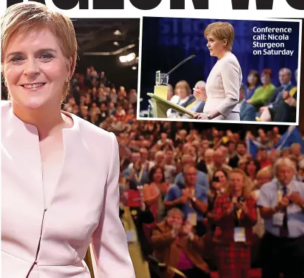  ??  ?? Conference call: Nicola Sturgeon on Saturday