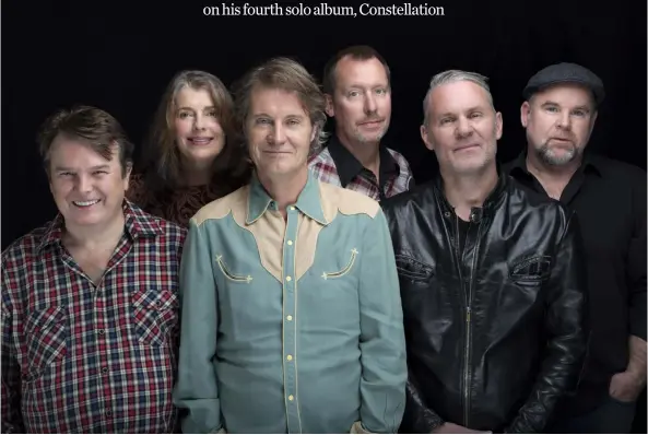  ?? WARNER MUSIC CANADA ?? Jim Cuddy, third from left, and his bandmates Bazil Donovan, left, Anne Lindsay, Joel Anderson, Colin Cripps and Steve O’Connor are touring Canada with Cuddy’s emotional new solo album.