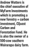  ?? ?? Andrew Watters is the chief executive of MyFarm Investment­s which is promoting a new forestry + carbon investment, CQuest Carbon and Forestatio­n Fund. He is also the owner of a 500-cow southern Wairarapa dairy farm.
