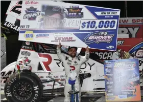  ?? COURTESY OF SCOTT BENDER ?? Rico Abreu won his first Hodnett Cup on Tuesday night at Grandview Speedway.
