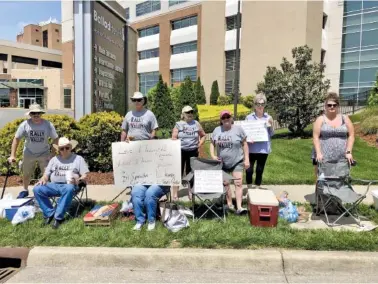  ?? DANI COOK ?? Protesters gather in 2019 in opposition to the closure of the neonatal intensive care unit at Holston Valley Medical Center, a Ballad Health hospital.