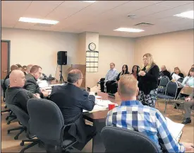  ?? ALEXANDRA KUKULKA/POST-TRIBUNE ?? Lake County Superior Court Judge Julie Cantrell, center, updates the Lake County Council on Feb. 6 about the state’s Criminal Rule 26.