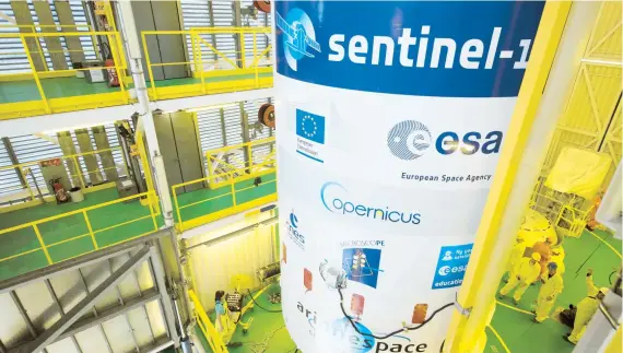  ??  ?? El lanzamient­o del Sentinel- 1B, se realizará hoy, con un cohete Soyuz, desde el puerto espacial de Europa en Kurú (Guayana Francesa).