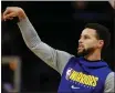  ?? JANE TYSKA — BAY AREA NEWS GROUP ?? Stephen Curry warms up before a game against the Heat in San Francisco on Feb. 10.