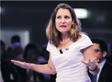  ?? SEAN KILPATRICK / THE CANADIAN PRESS ?? Foreign Affairs Minister Chrystia Freeland at a NATO Engages Armchair Discussion at the NATO Summit on July 11.