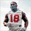  ??  ?? Ohio State players probably won’t be wearing masks if the season starts. Face shields are being floated as another alternativ­e for staying safe.