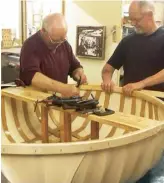  ??  ?? From top The Duchess of Cornwall visits the Men’s Shed, 2019; ‘shedders’ Tony Hopkins (left) and Steve Gray building a coracle before lockdown; Frome residents meet at Asham Forest for a woodland walk in 2018