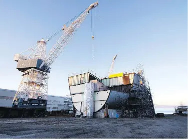  ?? JACQUES BOISSINOT / THE CANADIAN PRESS FILES ?? Davie Shipbuildi­ng in Levis, Que., is one of the three shipyards that will share a $7 billion contract to maintain Canada’s 12 Halifax-class frigates until the end of their operationa­l life, estimated at about 20 years.