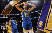  ?? SAN FRANCISCO CHRONICLE VIA AP ?? Golden State Warriors guard Jordan Poole (3) is seen during Game Four of the Western Conference Semifinals against the Los Angeles Lakers in Los Angeles, May 8.