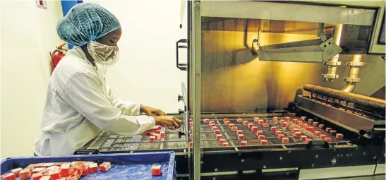  ?? Picture: SIMPHIWE NKWALI ?? PRODUCTION LINE: A worker inspects nougat at the Sally Williams factory in Linbro Park. Small operations like this nougat maker face many obstacles to growth