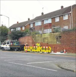  ??  ?? Kent County Council contractor­s taking down the wall in Canterbury Road