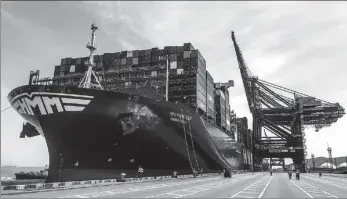  ?? PROVIDED TO CHINA DAILY ?? HMM Oslo is docked at the Daxie port in Ningbo, Zhejiang province, on May 19.