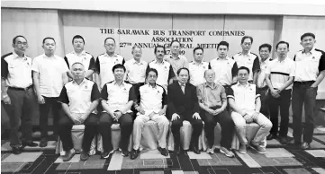  ??  ?? (From left to right, seated) Wong, Chan, Sazali, Mustapa, advisor to SBTCA Lau Khing Seng, Sin Chong and others pose during the meeting.