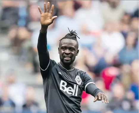  ?? DARRYL DYCK/THE CANADIAN PRESS ?? The Whitecaps’ Kei Kamara has scored eight goals this season, but he’s also proven to be an efficient player who gets around the park and makes an impact whenever he’s near the ball.