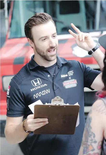  ?? MICHAEL PEAKE ?? James Hinchcliff­e has reached a new level of celebrity since his appearance on Dancing with the Stars. He’s also enhanced his brand with things like a podcast featuring fellow IndyCar drivers.