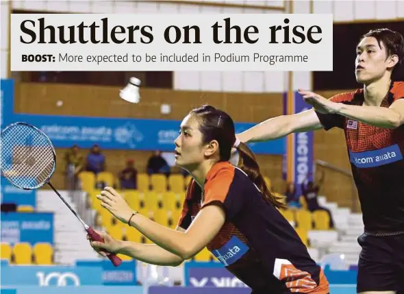  ??  ?? Lai Pei Jing and Tan Kian Meng are among the frontrunne­rs to make the list for the Podium Programme next year.