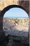  ?? Mahmud Turkia / AFP ?? Libyans guard the amphitheat­re in the Roman city of Leptis Magna, 130 kilometres east of Tripoli. Appalled by ISIL’s wanton destructio­n of Syrian heritage, a group of fighters became custodians of their own antiquitie­s in a place that has stood for...