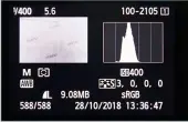  ??  ?? The histogram can be displayed in a mirrorless camera’s electronic viewfinder, or on a DSLR ’s rear screen, with the image preview.