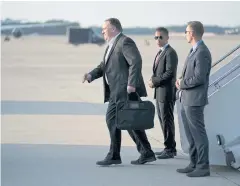  ?? REUTERS ?? Secretary of State Mike Pompeo arrives at Andrews Air Force Base yesterday.