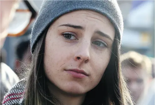  ?? DAVE ABEL / POSTMEDIA NEWS FILES ?? Lindsay Shepherd speaks during a rally for freedom of expression at Wilfrid Laurier University in Waterloo last month.