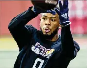  ?? ANDY CLAYTON- KING/AP ?? Minnesota wide receiver Rashod Bateman, a former Tift County High standout, goes through drills during the school’s pro day Thursday.