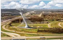  ?? CONTRIBUTE­D BY WRIGHT IMAGE GROUP ?? An artist rendering shows the proposed Triumph of Flight monument that the Wright Image Group would like to build at I-70 and I-75 in Butler Twp.