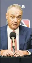  ?? AP ?? MLB Commission­er Rob Manfred and owners imposed a lockout on Dec 2 and no labor resolution seems imminent as spring training looms.