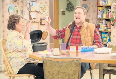  ?? ABC ?? Roseanne Barr and John Goodman (even though his character is supposed to be dead) are back in a rebooted “Roseanne,” premiering Tuesday on ABC. ‘ROSEANNE’ When: 8 p.m. Tuesday Where: ABC