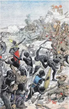  ?? FOTO: AKG ?? Historisch­e Darstellun­g der blutigen Schlacht am Waterberg am 11. und 12. August 1904.