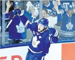  ?? — CP PHOTO ?? The Marlies’ Carl Grundstrom celebrates a goal during Thursday’s Game 7 of the Calder Cup final.