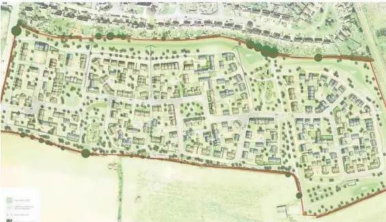  ?? Picture: Pad design ?? What the 250 homes would look like proposed to be built in Moreton-in-marsh