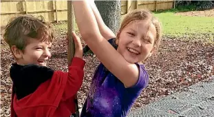  ??  ?? Penny Valentine (right) has learnt to live with type 1 diabetes after she was diagnosed as a toddler, she is pictured with her younger brother George.