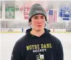  ?? Michael Fornabaio/ Hearst Connecticu­t Media ?? Notre Dame-West Haven senior goalie Layne Jackson made 26 saves on Saturday for his second shutout in 10 games.