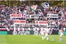  ?? Photograph: Alberto Gardin/NurPhoto/ Shuttersto­ck ?? Rayo Vallecano fans display a banner in tribute to Míchel before the game.