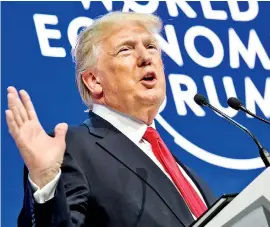  ??  ?? US President Donald Trump at the World Economic Forum