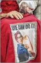  ?? ?? An iconic “Rosie the Riveter” poster on a jacket during the ceremony.