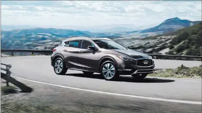  ?? Infiniti ?? The QX30, which is offered in four front-wheel-drive and two all-wheel-drive models, first went on sale in the U.S. in August 2016. There are no significan­t content or equipment enhancemen­ts for the 2018 model year.