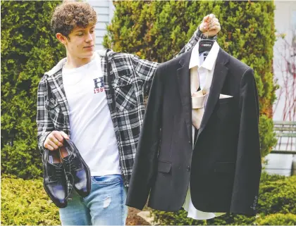  ?? JOHN MAHONEY ?? “I had already bought my suit, and my girlfriend had her dress. It’s a pretty big deal. We were looking forward to it,” says Pierce Bieganowsk­i, a John Rennie student. “It’s disappoint­ing. It’s a once-in-a-lifetime thing, getting to go to prom and grad.”