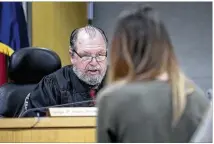  ?? DEBORAH CANNON / AMERICAN-STATESMAN ?? Former Westlake math teacher Haeli Wey appears before Judge David Wahlberg, who sentenced her in March to 10 years’ probation for improper relations with students.