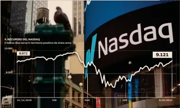  ?? MICHAEL NAGLE/BLOOMBERG ?? Oltre la crisi. Fra i principali indici, il Nasdaq è l’unico ad aver recuperato oltre l'80% delle perdite subite per il coronaviru­s