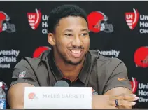  ?? RON SCHWANE/THE ASSOCIATED PRESS ?? Defensive end Myles Garrett received a $20.3-million guaranteed signing bonus as part of his deal.
