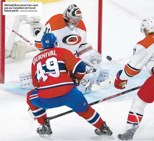  ??  ?? Michaël Bournival n’en veut pas au Canadien de l’avoir laissé partir.